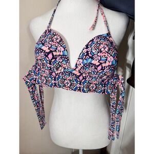 Womens Aerie Bikini Swim  Top Orange Black Purple Pink Size M Tie